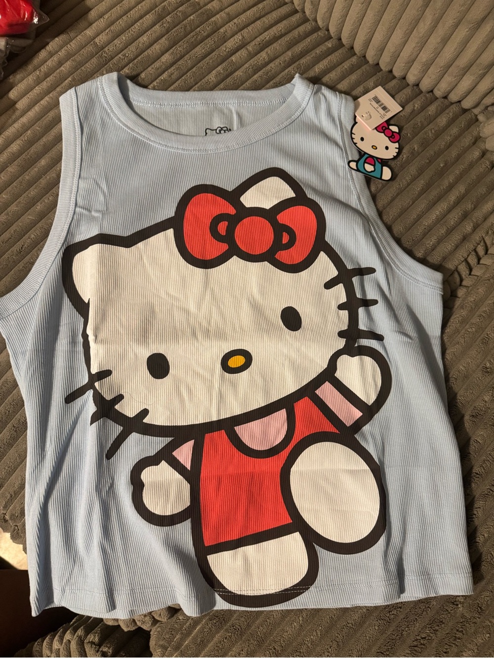 Hello Kitty Light Blue Tank Top with Red Bow & Outfit🪼✨